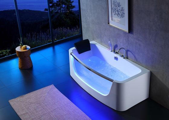 Massage Bathtub With Arc Front Led Glass