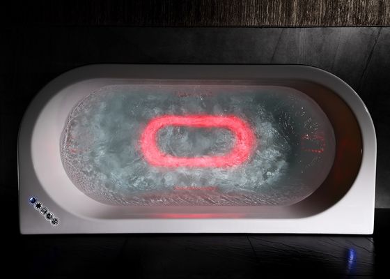 Single Bathtub With Double Waterfall One Piece Led Strip