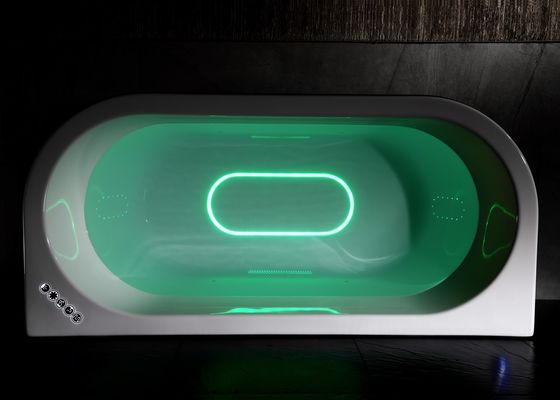 Single Bathtub With Double Waterfall One Piece Led Strip