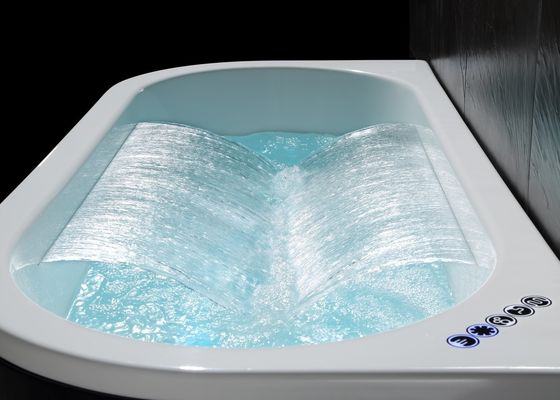 Single Bathtub With Double Waterfall One Piece Led Strip