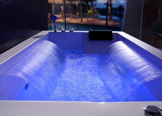 Rectangle Bathtub With Double Waterfall For  2 Person
