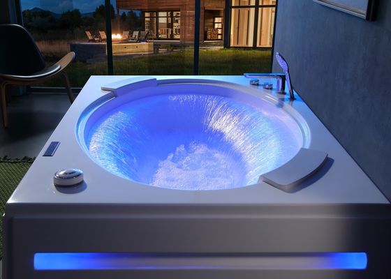 Rectangle Massage Bathtub With Oval Waterfall For 2 Person
