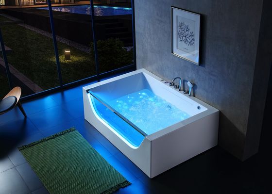 Hot Tub Massage Bathtub With Front Led Glass For 2 Person