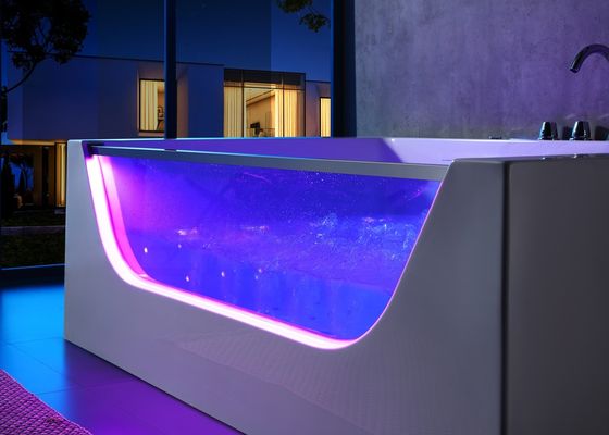 Hot Tub Massage Bathtub With Front Led Glass For 2 Person