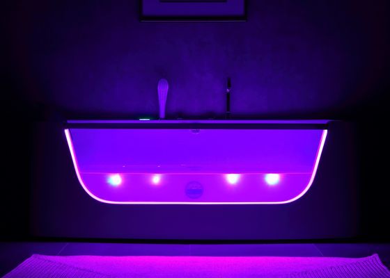 Massage Bathtub With Arc Front Led Glass