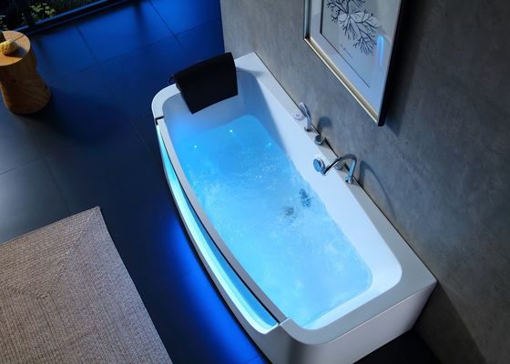Massage Bathtub With Arc Front Led Glass